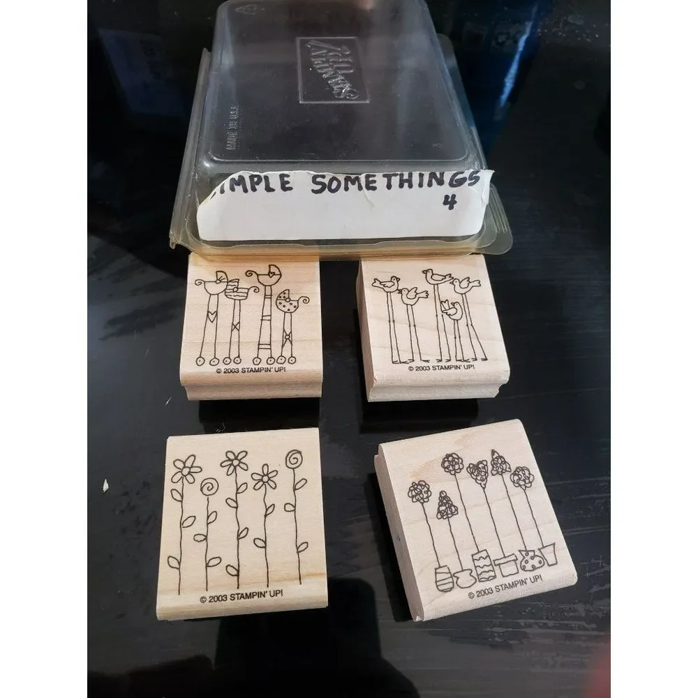 Stampin Up‎ Simple Somethings 4 wood mount stamps 2003 unused